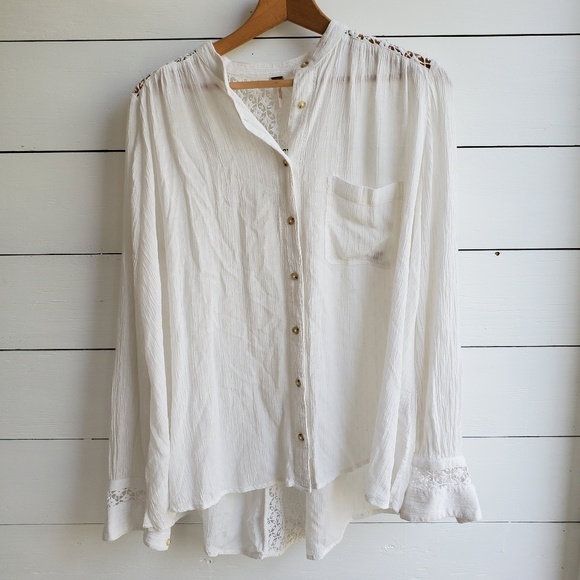 Free People Tops - Free People Button Down Top with Crochet Detail